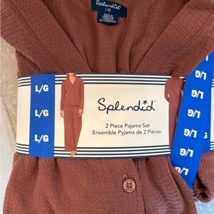 Splendid Waffle-Knit Lounge Set in Mauve Rose